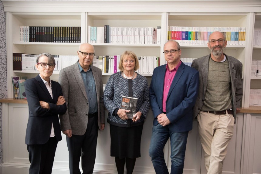 Marie Heaney (centre) with (L-R) Pura López-Colomé, Grigory Kruzhkov, Jerzy Jarniewicz and András Imreh